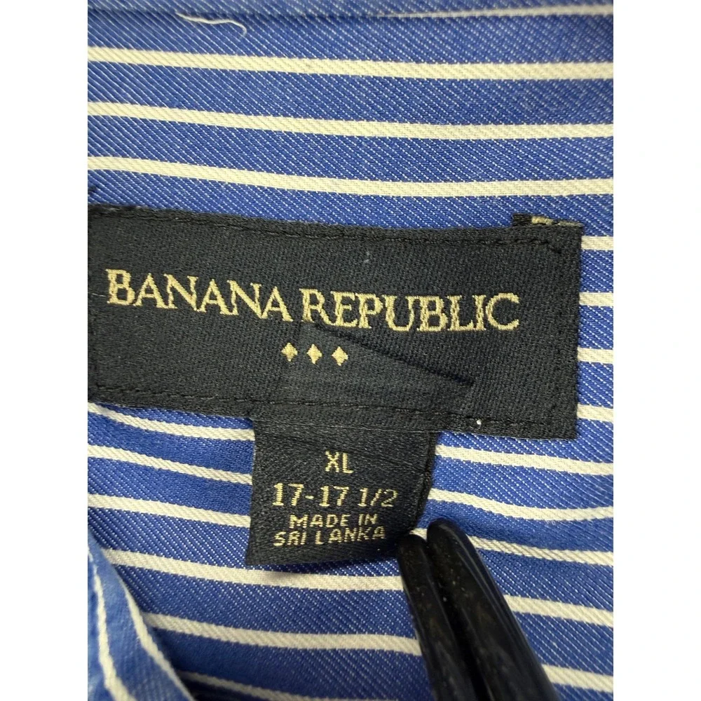 Banana Republic Shirt Mens XL Blue White Striped Long‎ Sleeve Button Down
